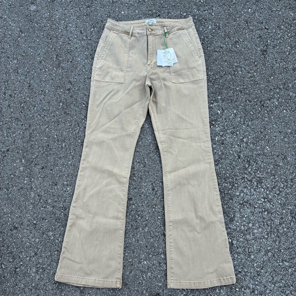 Pistola NWT Tan Khaki Patch Pocket Flare Pants Size 31 - Picture 1 of 6